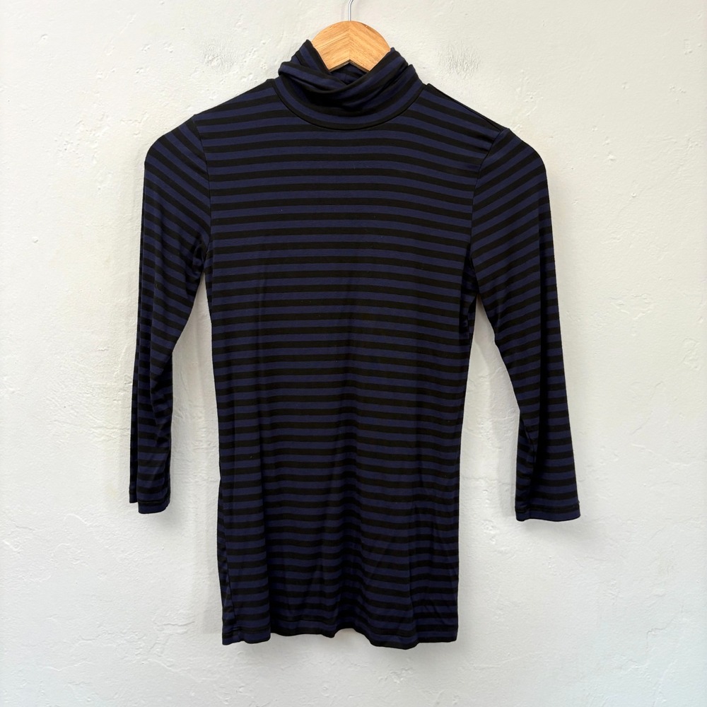 L'Agence Aja Striped Turtleneck Women Size XS Blue Black Long Sleeve